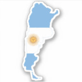 アルゼンチンの国旗と国土の地図 シール (正面)