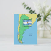 アルゼンチンの国旗と地図 ポストカード (スタンド正面)