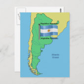 アルゼンチンの国旗と地図 ポストカード (正面/裏面)