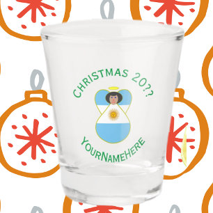アルゼンチンの国旗のクリスマスエンジェル オーダーメイド ショットグラス