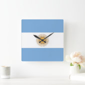 アルゼンチンの国旗を掲げた壁掛け時計 スクエア壁時計 (ホーム)