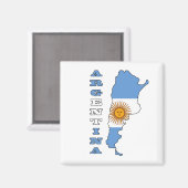 アルゼンチンの地図における国旗 マグネット (正面/裏面)