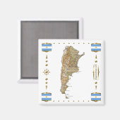 アルゼンチンの地図+フラッグマグネット マグネット (正面/裏面)