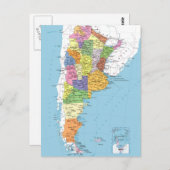 アルゼンチンの地図 ポストカード (正面/裏面)