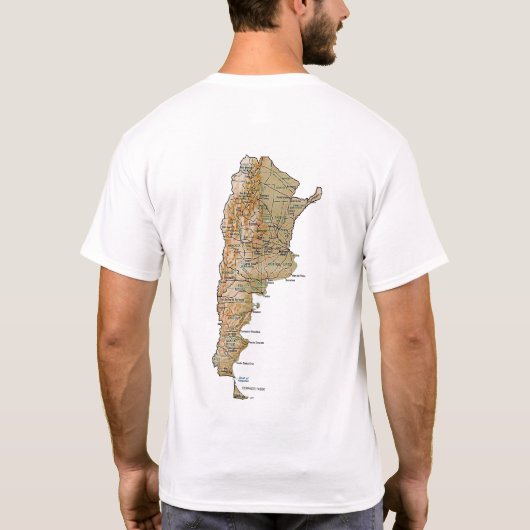 アルゼンチンの旗および地図のTシャツ Tシャツ (裏面)