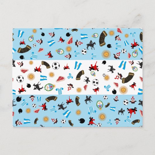 アルゼンチンの旗と有名なアイコン ポストカード (正面)