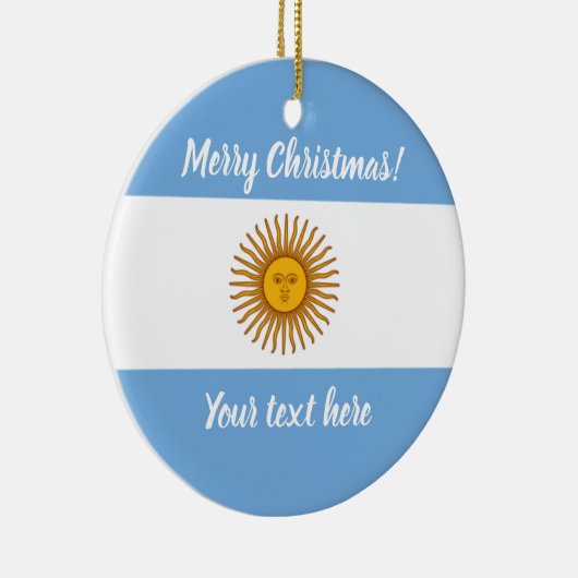 アルゼンチンの旗のクリスマスツリーの写真のオーナメント セラミックオーナメント (右)