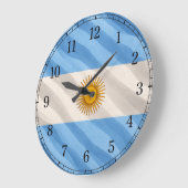 アルゼンチンの旗の壁掛け時計 - なびく旗のデザイン ラージ壁時計 (傾斜)