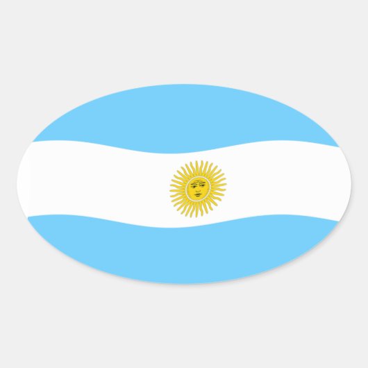アルゼンチンの旗ステッカー 楕円形シール (正面)