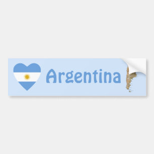 アルゼンチンの旗ハート + 地図 バンパーステッカー