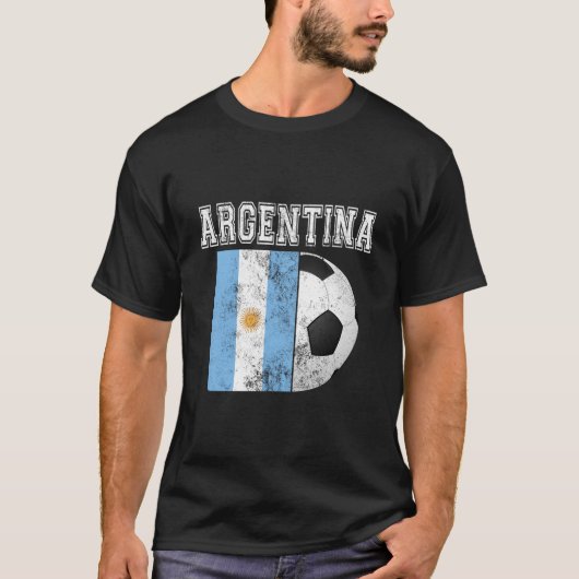 アルゼンチンの旗 サッカー フットボール Tシャツ (正面)