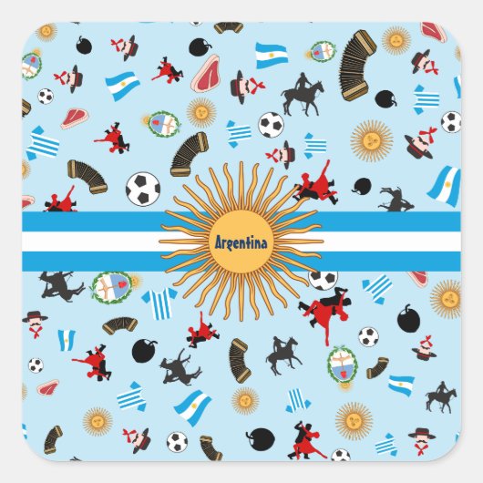 アルゼンチンの有名なアイテムで、旗を掲げている スクエアシール (正面)