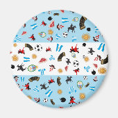 アルゼンチンの有名なアイテムを持つ国旗 マグネット (正面)