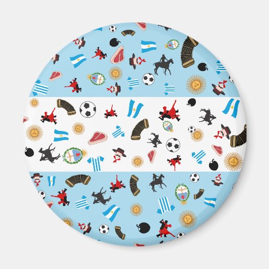 アルゼンチンの有名なアイテムを持つ国旗 マグネット (正面)