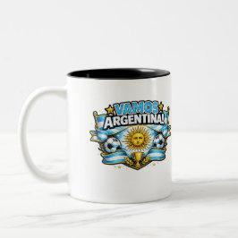 アルゼンチンを応援する愛国的なサッカーTシャツ ツートーンマグカップ