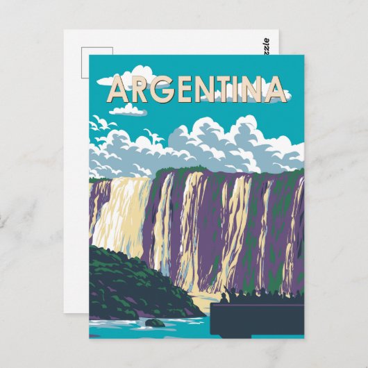 アルゼンチンイグアス国立公園トラベルアートヴィンテージ ポストカード (正面/裏面)