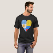 アルゼンチンコロンビア国旗のハート Tシャツ (正面フル)