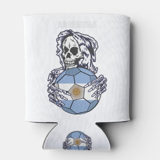 アルゼンチンサッカージャージとスカルおもしろいサッカー 缶クーラー (裏面)