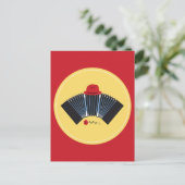 アルゼンチンタンゴバンドネオンレッドフェドーラとバラ ポストカード (スタンド正面)