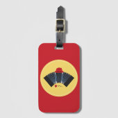 アルゼンチンタンゴバンドネオンレッドフェドーラとバラ ラゲッジタグ (正面縦)