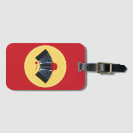 アルゼンチンタンゴバンドネオンレッドフェドーラとバラ ラゲッジタグ