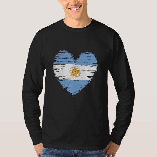 アルゼンチンハートアルゼンチン国旗アルゼンチンプライド Tシャツ (正面)
