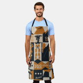 アルゼンチンパターンシームレスデザインイラストレーション エプロン (着用した状態)