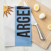 アルゼンチンフラッグサッカー選手は玉としてドットを使う キッチンタオル (四つ折り)