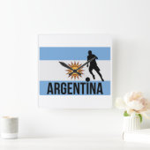 アルゼンチンフラッグサッカー選手は玉としてドットを使う スクエア壁時計 (ホーム)