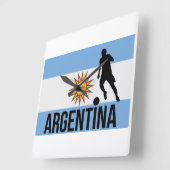 アルゼンチンフラッグサッカー選手は玉としてドットを使う スクエア壁時計 (傾斜)