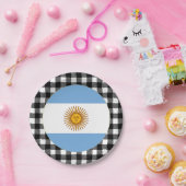 アルゼンチンプレート、バッファロー・プレイド&アルゼンチン国旗 ペーパープレート (パーティー)