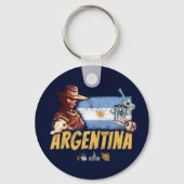 アルゼンチンヴィンテージゴーチョ国旗のサッカーボール キーホルダー (正面)