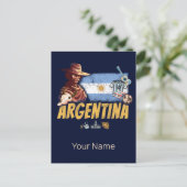 アルゼンチンヴィンテージゴーチョ国旗のサッカーボール シーズンポストカード (スタンド正面)