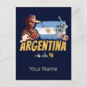 アルゼンチンヴィンテージゴーチョ国旗のサッカーボール シーズンポストカード (正面)