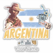 アルゼンチンヴィンテージゴーチョ国旗のサッカーボール シール (正面)