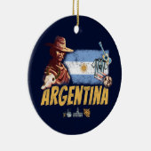 アルゼンチンヴィンテージゴーチョ国旗のサッカーボール セラミックオーナメント (右)