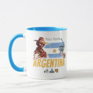 アルゼンチンヴィンテージゴーチョ国旗のサッカーボール マグカップ