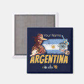 アルゼンチンヴィンテージゴーチョ国旗のサッカーボール マグネット (正面/裏面)
