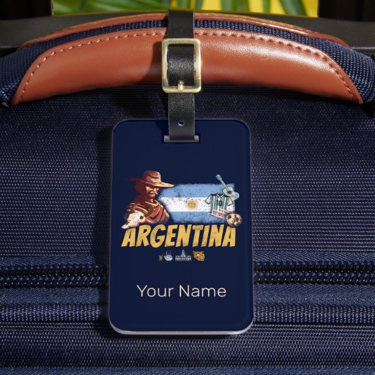 アルゼンチンヴィンテージゴーチョ国旗のサッカーボール ラゲッジタグ (正面インサイチュ2)
