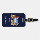 アルゼンチンヴィンテージゴーチョ国旗のサッカーボール ラゲッジタグ (正面横)