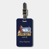 アルゼンチンヴィンテージゴーチョ国旗のサッカーボール ラゲッジタグ (正面縦)