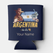 アルゼンチンヴィンテージゴーチョ国旗のサッカーボール 缶クーラー (裏面)