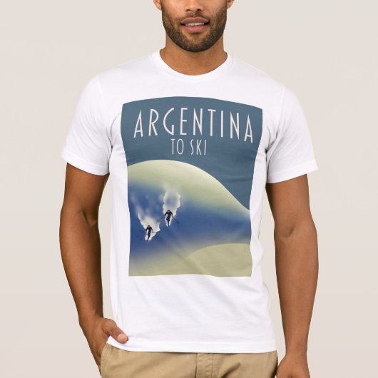 アルゼンチンヴィンテージスタイルスキーポスター Tシャツ (正面)