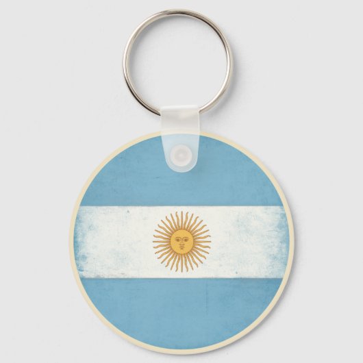 アルゼンチン動揺して国旗を持つキーチェーン キーホルダー (正面)