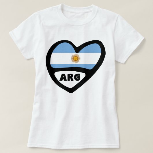 アルゼンチン国コードフラグハートARG Tシャツ (デザイン正面)