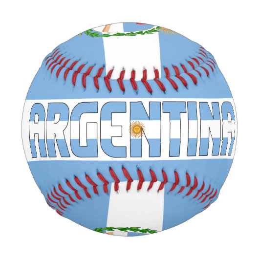 アルゼンチン国旗とコート・オブ・アームズ 野球ボール (正面)