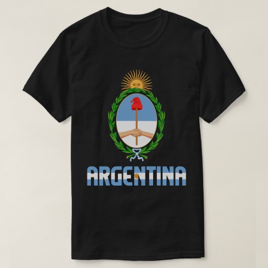 アルゼンチン国旗とコート・オブ・アームズ Tシャツ (デザイン正面)