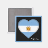 アルゼンチン国旗とハート、アルゼンチンの休日/スポーツ マグネット (正面/裏面)