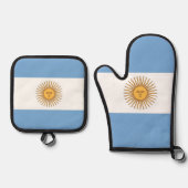 アルゼンチン国旗のオーブンミトと鍋敷き 鍋つかみ&鍋敷きセット (正面)