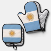 アルゼンチン国旗のオーブンミトと鍋敷き 鍋つかみ&鍋敷きセット (正面/裏面)